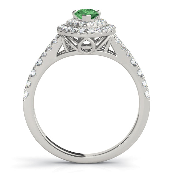 Noble Halo Pear Diamond Engagement Ring in 10K/14K gold and platinum with certified lab-grown or natural diamonds