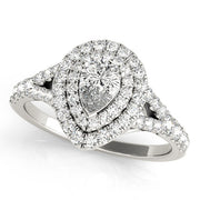 Noble Halo Pear Diamond Engagement Ring in 10K/14K gold and platinum with certified lab-grown or natural diamonds