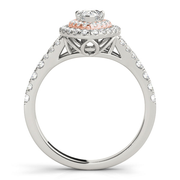 Noble Halo Pear Diamond Engagement Ring in 10K/14K gold and platinum with certified lab-grown or natural diamonds