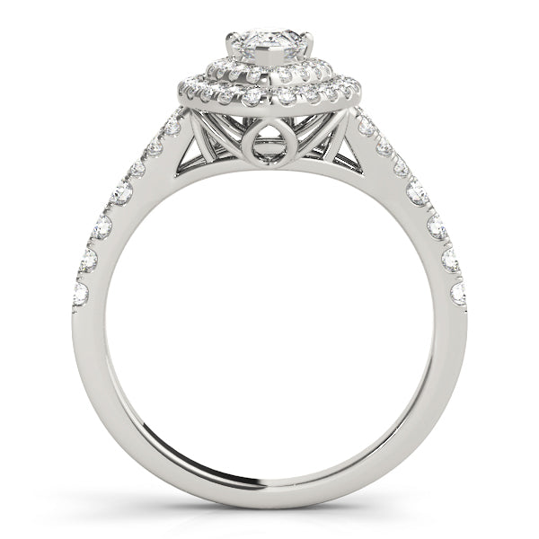 Noble Halo Pear Diamond Engagement Ring in 10K/14K gold and platinum with certified lab-grown or natural diamonds
