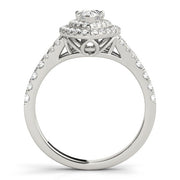 Noble Halo Pear Diamond Engagement Ring in 10K/14K gold and platinum with certified lab-grown or natural diamonds