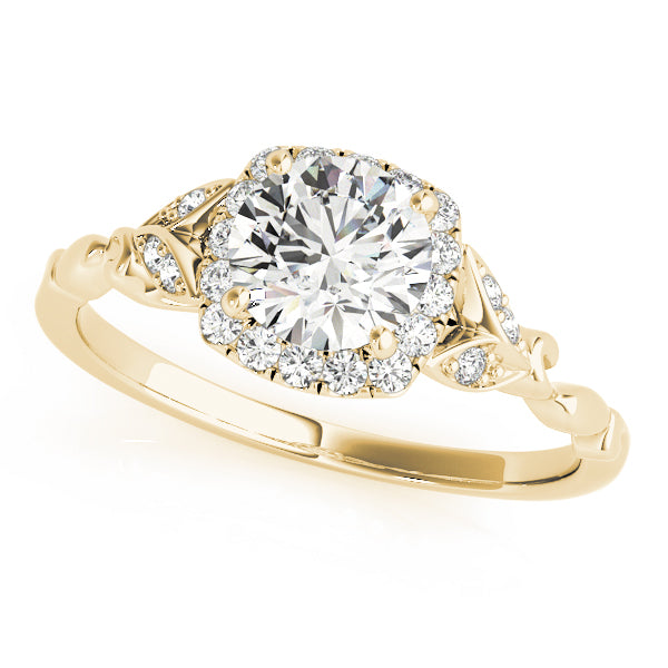 Bespoke Halo Engagement Ring Round Diamond Engagement Ring in 10K/14K gold and platinum with certified lab-grown or natural diamonds