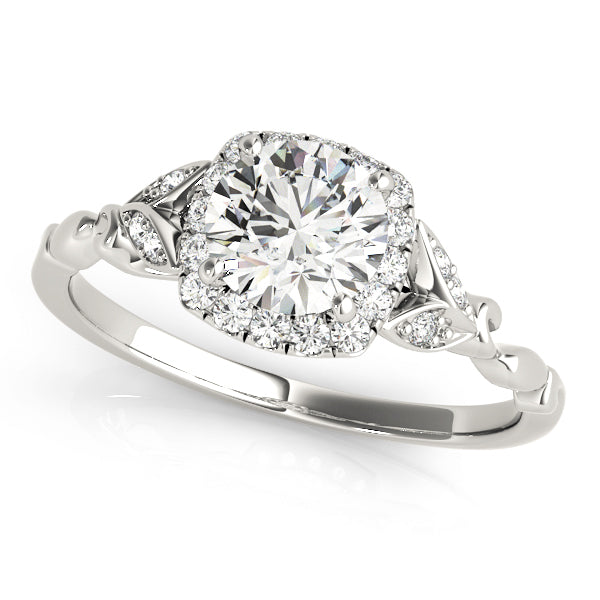 Bespoke Halo Engagement Ring Round Diamond Engagement Ring in 10K/14K gold and platinum with certified lab-grown or natural diamonds