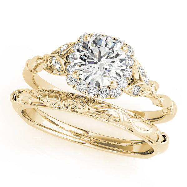 Bespoke Halo Engagement Ring Round Diamond Engagement Ring in 10K/14K gold and platinum with certified lab-grown or natural diamonds