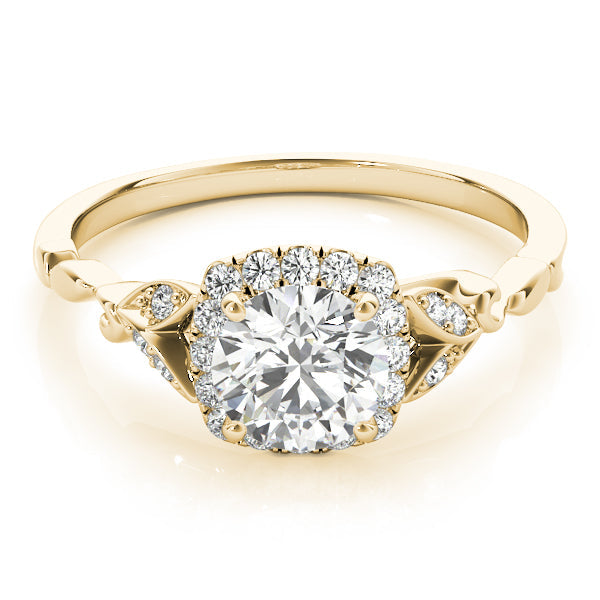 Bespoke Halo Engagement Ring Round Diamond Engagement Ring in 10K/14K gold and platinum with certified lab-grown or natural diamonds