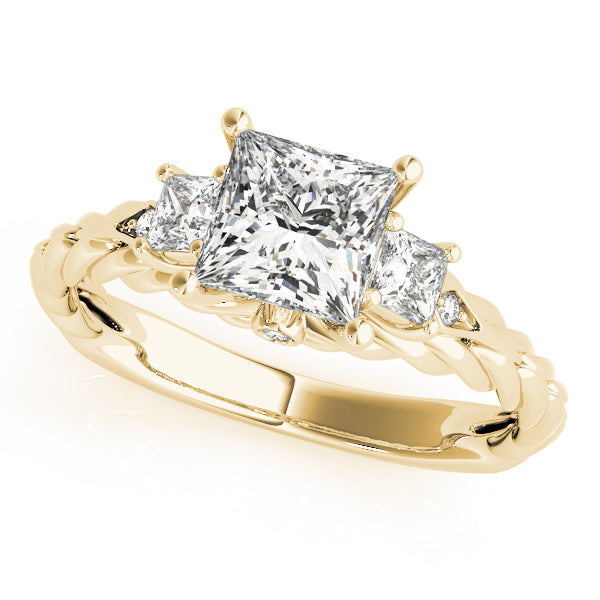 Exquisite Sidestone Princess Diamond Engagement Ring in 10K/14K gold and platinum with certified lab-grown or natural diamonds