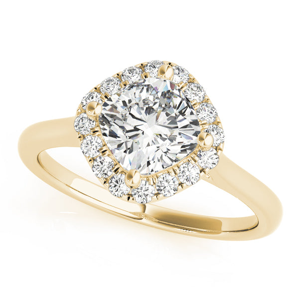 Sculpted Sidestone Cushion Diamond Engagement Ring in 10K/14K gold and platinum with certified lab-grown or natural diamonds