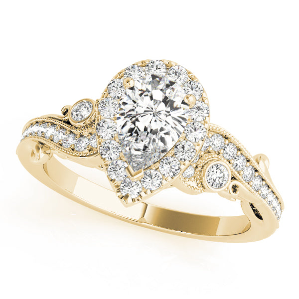 Devoted Antique Pear Diamond Engagement Ring in 10K/14K gold and platinum with certified lab-grown or natural diamonds