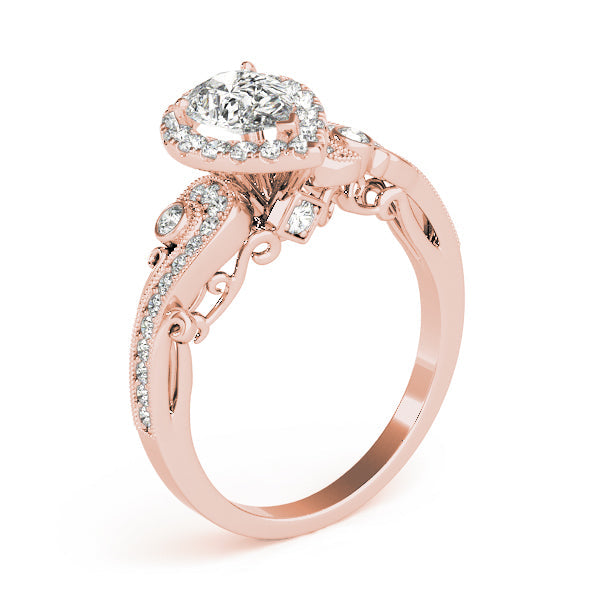 Devoted Antique Pear Diamond Engagement Ring in 10K/14K gold and platinum with certified lab-grown or natural diamonds