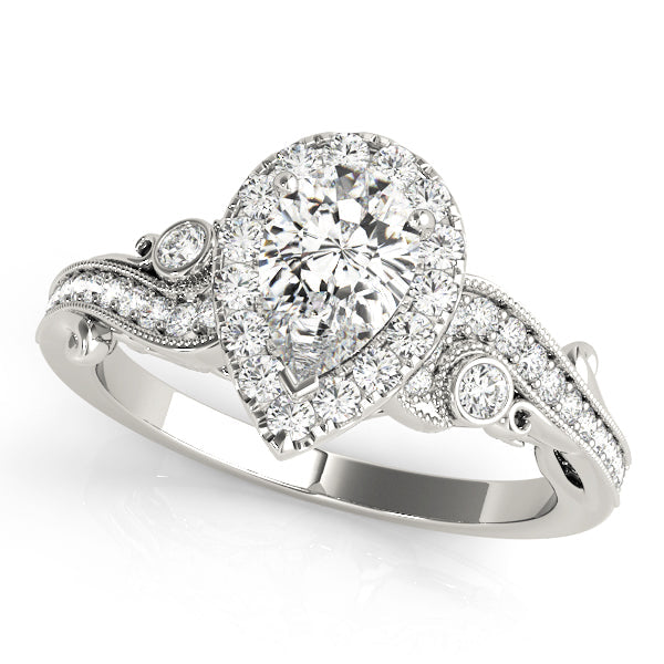 Devoted Antique Pear Diamond Engagement Ring in 10K/14K gold and platinum with certified lab-grown or natural diamonds