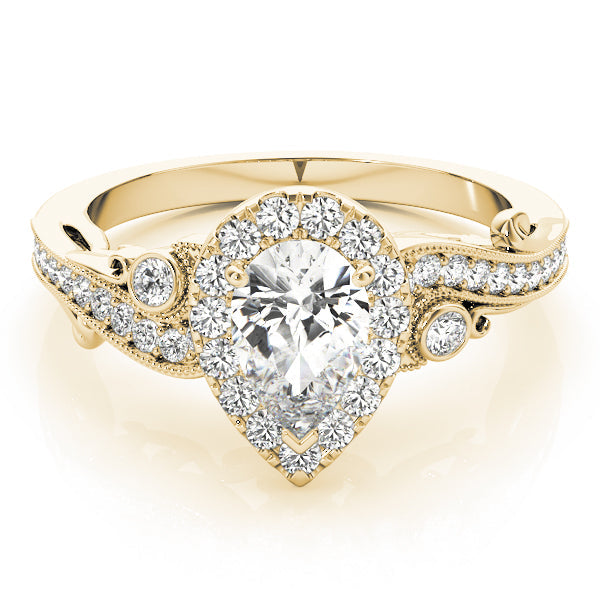 Devoted Antique Pear Diamond Engagement Ring in 10K/14K gold and platinum with certified lab-grown or natural diamonds