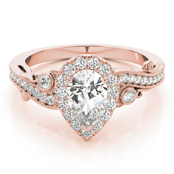 Devoted Antique Pear Diamond Engagement Ring in 10K/14K gold and platinum with certified lab-grown or natural diamonds