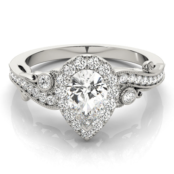 Devoted Antique Pear Diamond Engagement Ring in 10K/14K gold and platinum with certified lab-grown or natural diamonds