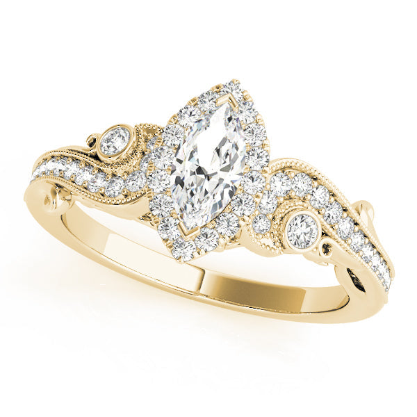 Adored Antique Marquise Diamond Engagement Ring in 10K/14K gold and platinum with certified lab-grown or natural diamonds