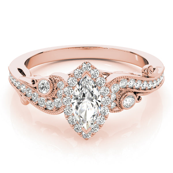 Adored Antique Marquise Diamond Engagement Ring in 10K/14K gold and platinum with certified lab-grown or natural diamonds