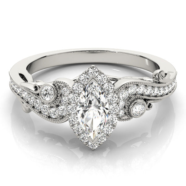 Adored Antique Marquise Diamond Engagement Ring in 10K/14K gold and platinum with certified lab-grown or natural diamonds