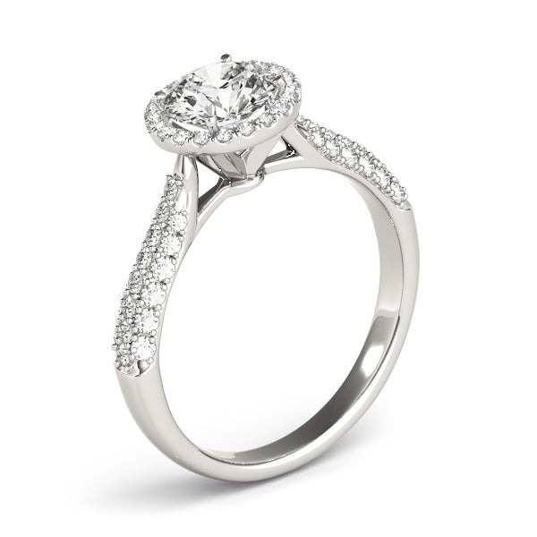 Multi-Row Round Diamond Engagement Ring in 10K/14K gold and platinum with certified lab-grown or natural diamonds