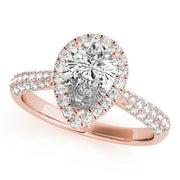 Brilliant Multi-Row Pear Diamond Engagement Ring in 10K/14K gold and platinum with certified lab-grown or natural diamonds