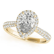 Brilliant Multi-Row Pear Diamond Engagement Ring in 10K/14K gold and platinum with certified lab-grown or natural diamonds
