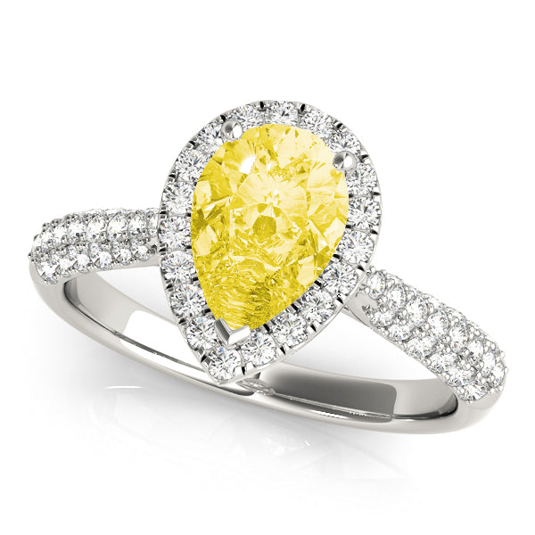 Brilliant Multi-Row Pear Diamond Engagement Ring in 10K/14K gold and platinum with certified lab-grown or natural diamonds