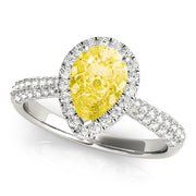 Brilliant Multi-Row Pear Diamond Engagement Ring in 10K/14K gold and platinum with certified lab-grown or natural diamonds