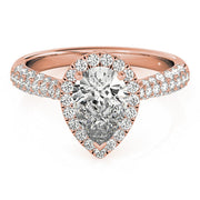 Brilliant Multi-Row Pear Diamond Engagement Ring in 10K/14K gold and platinum with certified lab-grown or natural diamonds