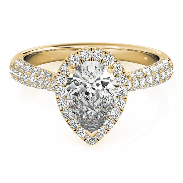Brilliant Multi-Row Pear Diamond Engagement Ring in 10K/14K gold and platinum with certified lab-grown or natural diamonds