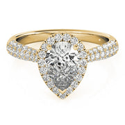 Brilliant Multi-Row Pear Diamond Engagement Ring in 10K/14K gold and platinum with certified lab-grown or natural diamonds