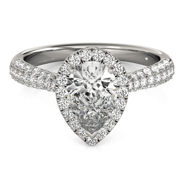Brilliant Multi-Row Pear Diamond Engagement Ring in 10K/14K gold and platinum with certified lab-grown or natural diamonds