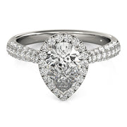 Brilliant Multi-Row Pear Diamond Engagement Ring in 10K/14K gold and platinum with certified lab-grown or natural diamonds