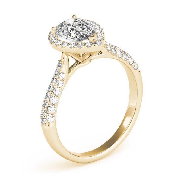 Brilliant Multi-Row Pear Diamond Engagement Ring in 10K/14K gold and platinum with certified lab-grown or natural diamonds