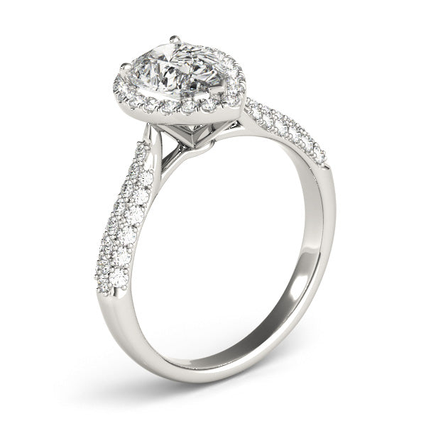 Brilliant Multi-Row Pear Diamond Engagement Ring in 10K/14K gold and platinum with certified lab-grown or natural diamonds