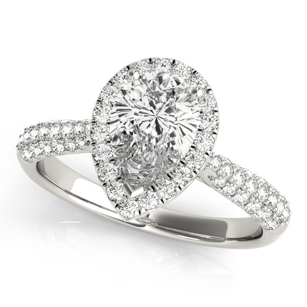 Brilliant Multi-Row Pear Diamond Engagement Ring in 10K/14K gold and platinum with certified lab-grown or natural diamonds