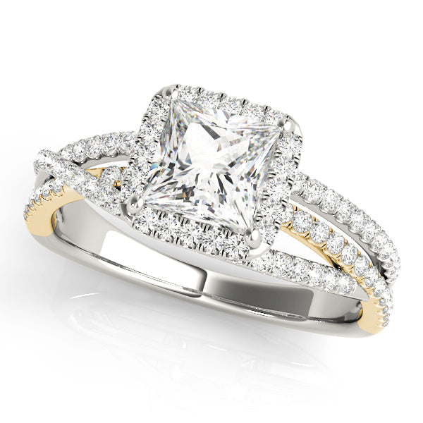 Devoted Sidestone Princess Diamond Engagement Ring in 10K/14K gold and platinum with certified lab-grown or natural diamonds