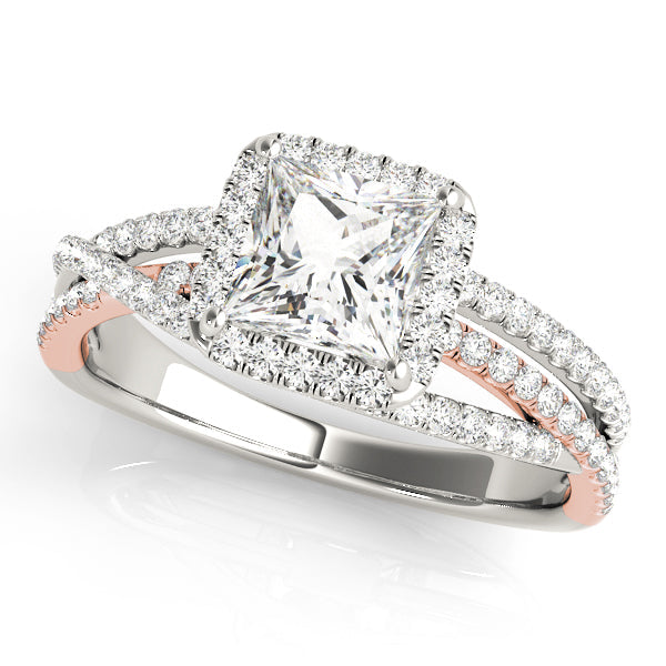 Devoted Sidestone Princess Diamond Engagement Ring in 10K/14K gold and platinum with certified lab-grown or natural diamonds