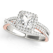 Devoted Sidestone Princess Diamond Engagement Ring in 10K/14K gold and platinum with certified lab-grown or natural diamonds