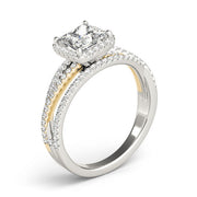 Devoted Sidestone Princess Diamond Engagement Ring in 10K/14K gold and platinum with certified lab-grown or natural diamonds