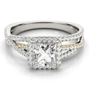 Devoted Sidestone Princess Diamond Engagement Ring in 10K/14K gold and platinum with certified lab-grown or natural diamonds