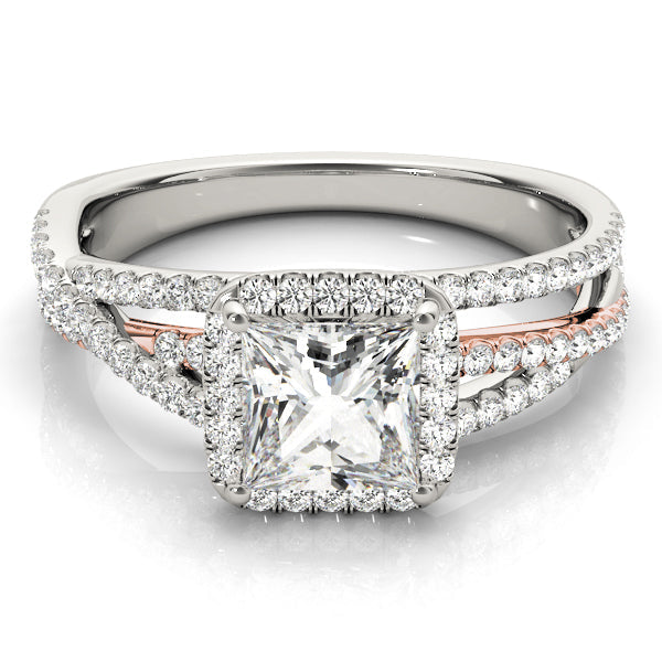 Devoted Sidestone Princess Diamond Engagement Ring in 10K/14K gold and platinum with certified lab-grown or natural diamonds
