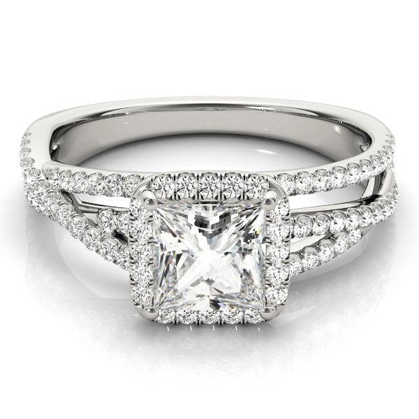Devoted Sidestone Princess Diamond Engagement Ring in 10K/14K gold and platinum with certified lab-grown or natural diamonds