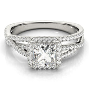 Devoted Sidestone Princess Diamond Engagement Ring in 10K/14K gold and platinum with certified lab-grown or natural diamonds
