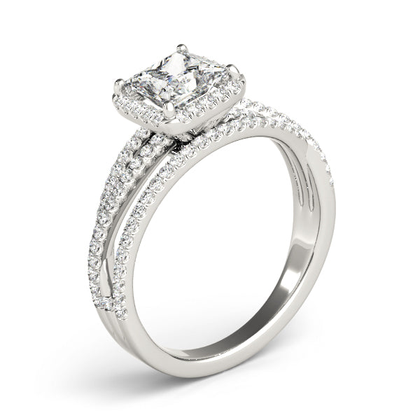 Devoted Sidestone Princess Diamond Engagement Ring in 10K/14K gold and platinum with certified lab-grown or natural diamonds
