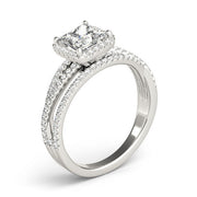 Devoted Sidestone Princess Diamond Engagement Ring in 10K/14K gold and platinum with certified lab-grown or natural diamonds
