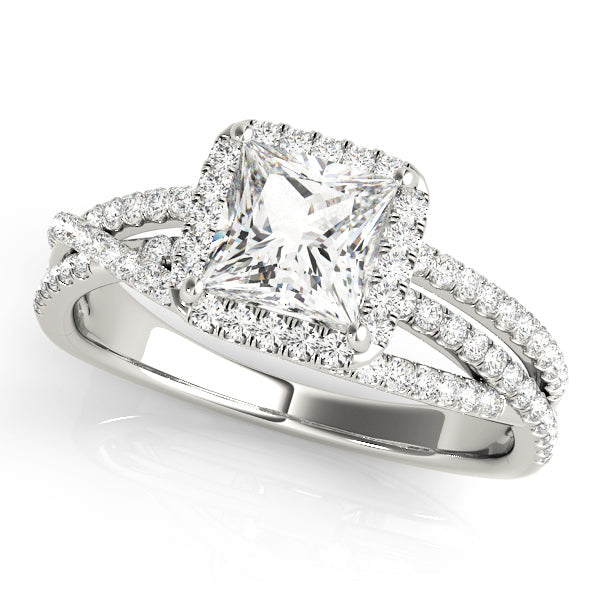 Devoted Sidestone Princess Diamond Engagement Ring in 10K/14K gold and platinum with certified lab-grown or natural diamonds