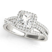 Devoted Sidestone Princess Diamond Engagement Ring in 10K/14K gold and platinum with certified lab-grown or natural diamonds