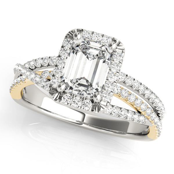 Adored Sidestone Emerald Diamond Engagement Ring in 10K/14K gold and platinum with certified lab-grown or natural diamonds