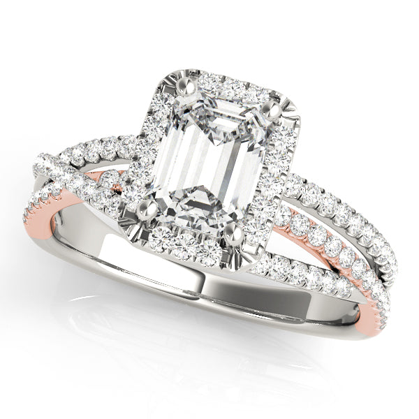 Adored Sidestone Emerald Diamond Engagement Ring in 10K/14K gold and platinum with certified lab-grown or natural diamonds