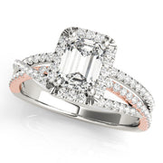 Adored Sidestone Emerald Diamond Engagement Ring in 10K/14K gold and platinum with certified lab-grown or natural diamonds