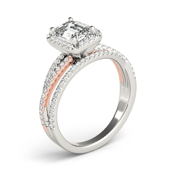 Adored Sidestone Emerald Diamond Engagement Ring in 10K/14K gold and platinum with certified lab-grown or natural diamonds