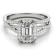 Adored Sidestone Emerald Diamond Engagement Ring in 10K/14K gold and platinum with certified lab-grown or natural diamonds